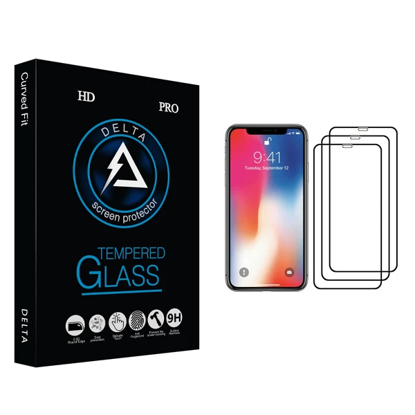 محافظ صفحه نمایش دلتا مدل Fit مناسب برای گوشی موبایل اپل iPhone X بسته سه عددی
