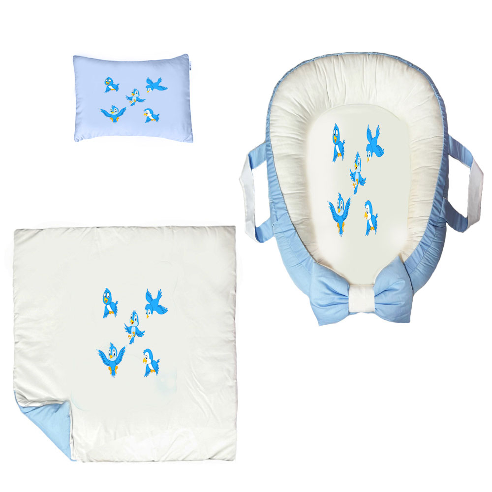 سرویس خواب سه تکه نوزاد ناریکو مدل گارد محافظ دار طرح پرنده کد 067