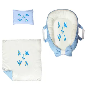 سرویس خواب سه تکه نوزاد ناریکو مدل گارد محافظ دار طرح پرنده  کد 067