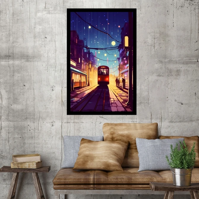 تابلو نوری بکلیت طرح منظره شهر و اتوبوس مدل B-MID-18294