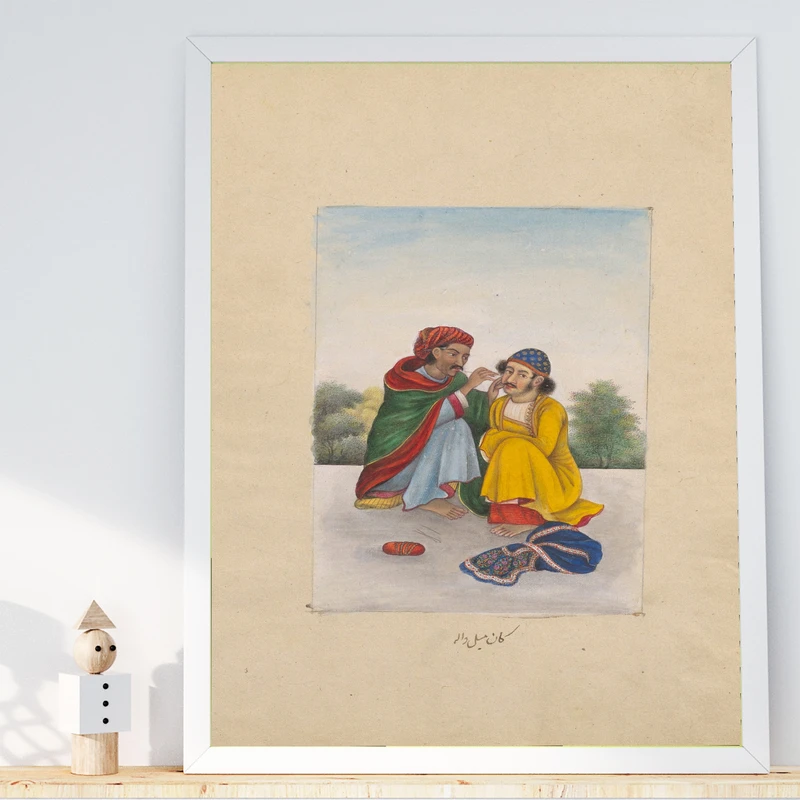 تابلو طرح نگاره سنتی مدل G02193 فریم سفید