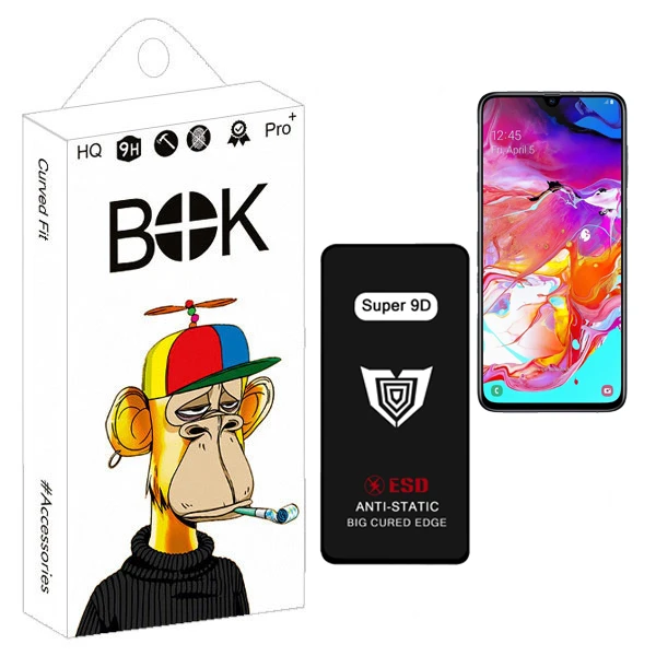 محافظ صفحه نمایش بوک مدل Super 9D Guard مناسب برای گوشی موبایل سامسونگ galaxy a70