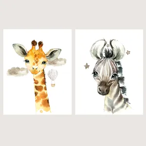   پوستر الفاپ مدل تابلو کودک طرح Water Color Animals کد 127_02 بسته 2 عددی