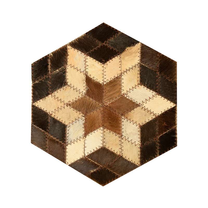 رومیزی کلاژ چرم و پوست مدل شش ضلعی کد 001