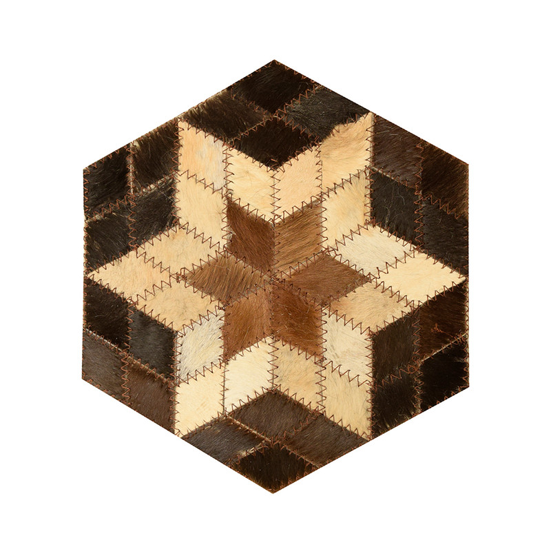 رومیزی کلاژ چرم و پوست مدل شش ضلعی کد 001