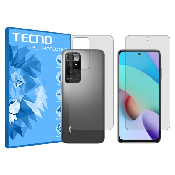 محافظ صفحه نمایش شفاف تکنو مدل Hygel مناسب برای گوشی موبایل شیائومی Redmi 10 به همراه محافظ پشت گوشی