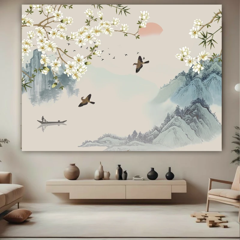 تابلو بوم طرح نقاشی انتزاعی طبیعت کد BK23499