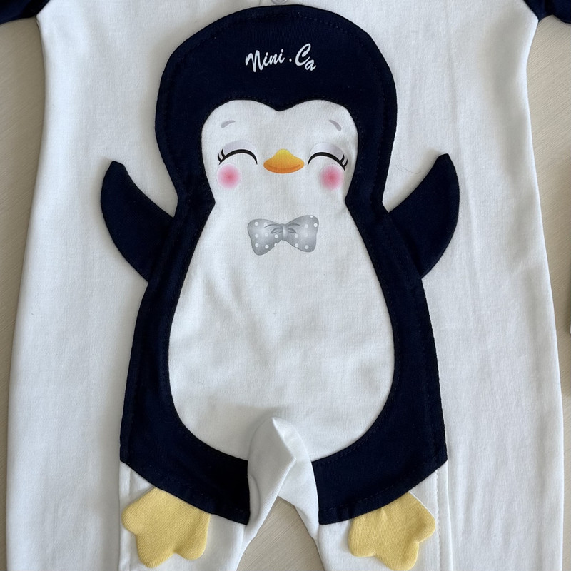 سرهمی نوزادی نینی‌کو طرح penguin به همراه کلاه