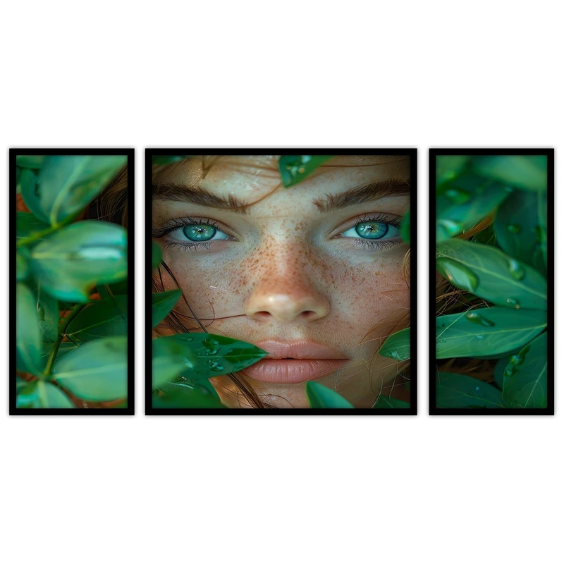 تابلو بکلیت طرح دکوراتیو چهره زن مدل B-bu3064 مجموعه 3 عددی