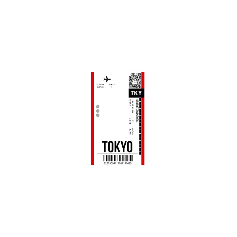استیکر لپ تاپ لولو طرح بلیط هواپیما به توکیو BOARDING PASS TO TOKYO کد 782