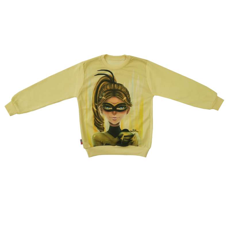 سویشرت دخترانه مدل دختر کفشدوزکی رنگ زرد
