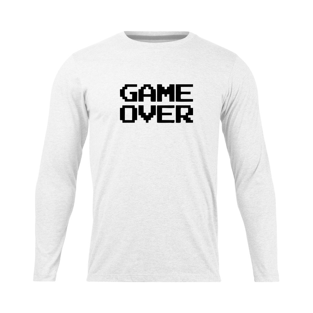 تی شرت آستین بلند مردانه مدل   game over_N1_0377 رنگ سفید