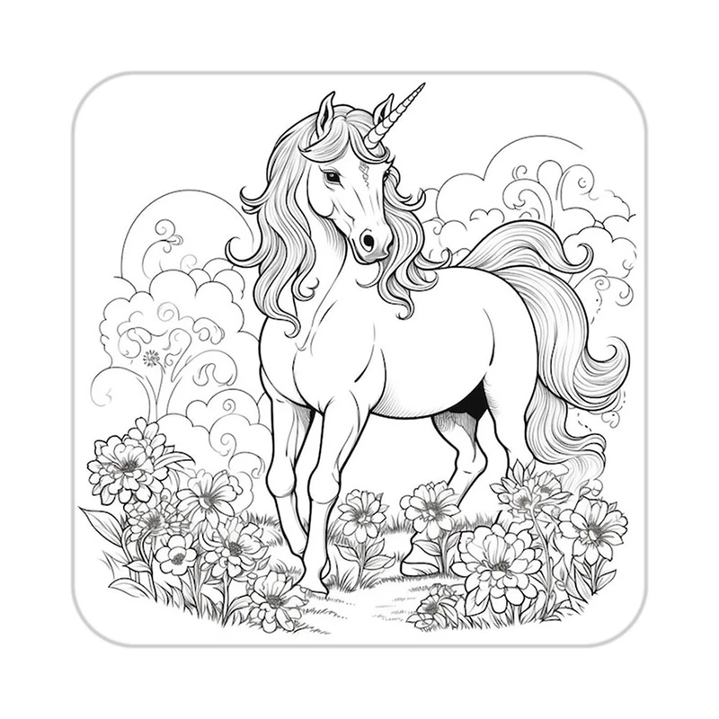 زیر لیوانی کاکتی طرح اسب تک شاخ و یونیکورن مدل mp32756