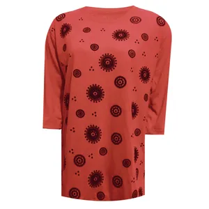 تی شرت آستین سه ربع زنانه گلدار کد DKCOP 250