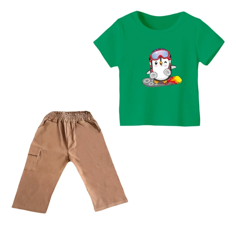 ست تی شرت و شلوارک پسرانه مدل پنگوئن کد 10