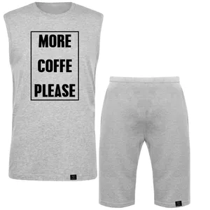 ست تاپ و شلوارک مردانه 27 مدل More Coffee Please کد MH99