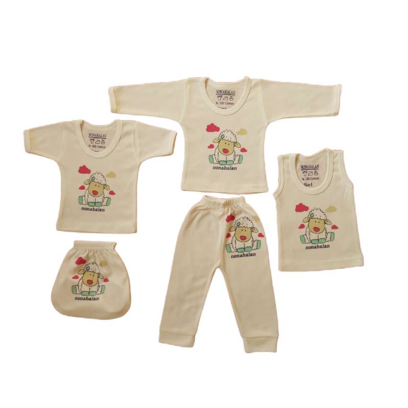 ست 5 تکه لباس نوزادی مدل بره ناقلا کد 001 