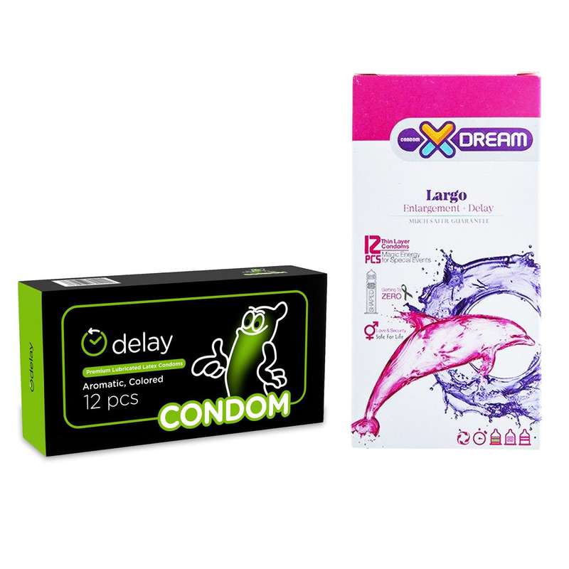 کاندوم ایکس دریم مدل Largo بسته 12 عددی به همراه کاندوم کاندوم مدل Delay بسته 12 عددی