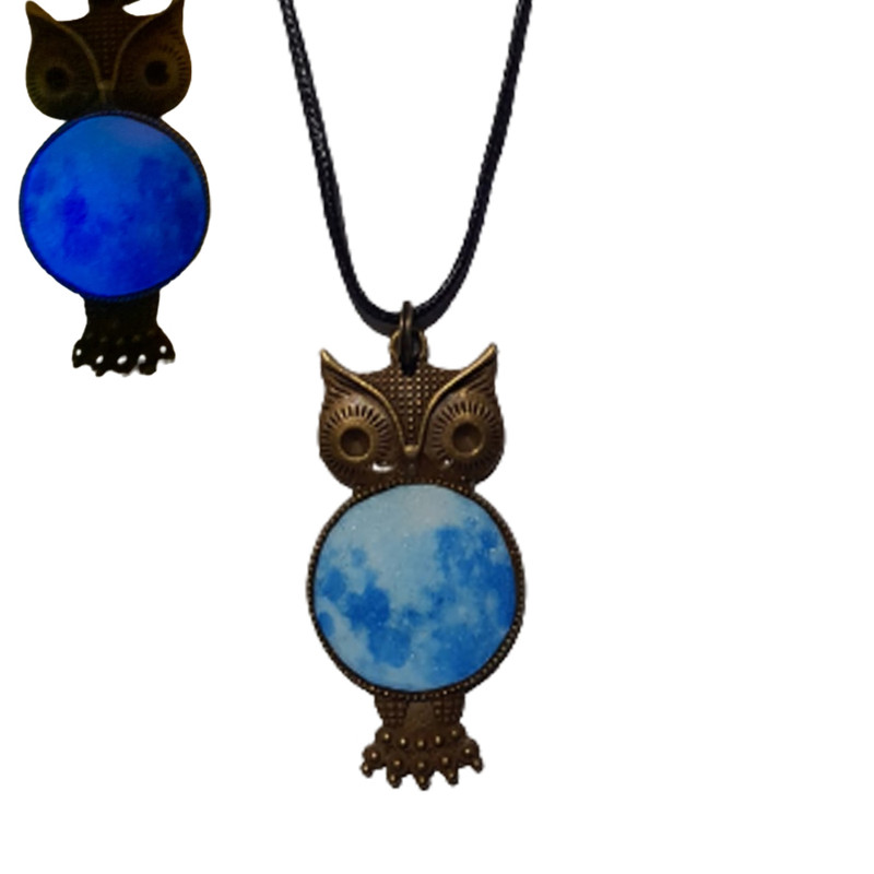 گردنبند دخترانه مدل رزینی جغد شبتاب 004