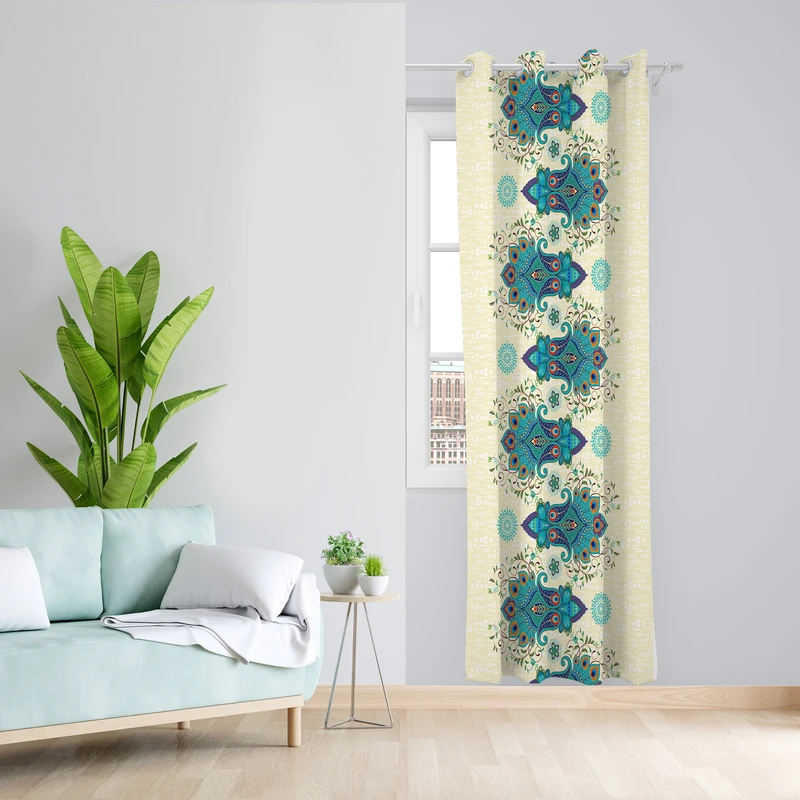 پرده طرح سنتی مدل مخمل پانچی کد L 1404L Z سایز 140x200 سانتی متر