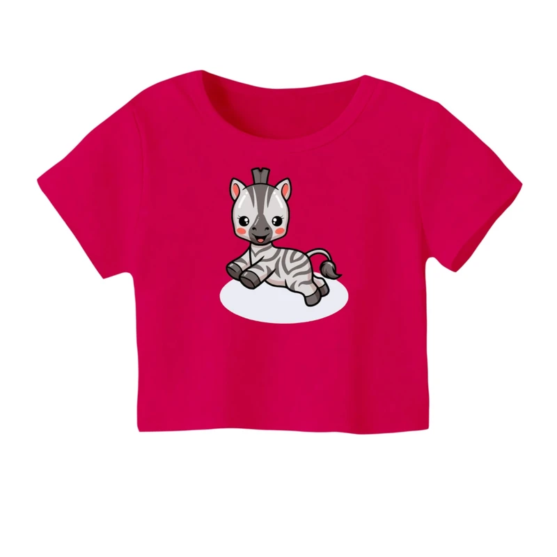 کراپ‌ تی‌شرت آستین کوتاه زنانه مدل گورخر کد 1