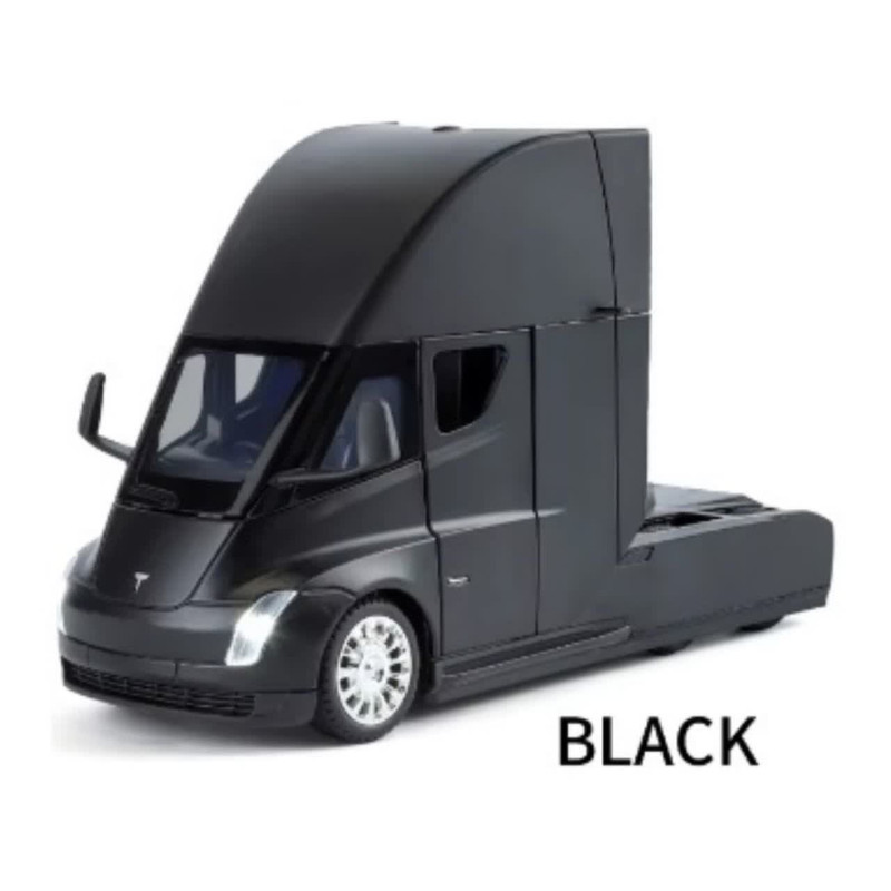ماکت ماشین ناب سل مدل تریلی فلزی کشنده تسلا سمی موزیکال چراغدار همراه با ایستگاه شارژ TESLA Semi Truck Model Trailer NAAB001