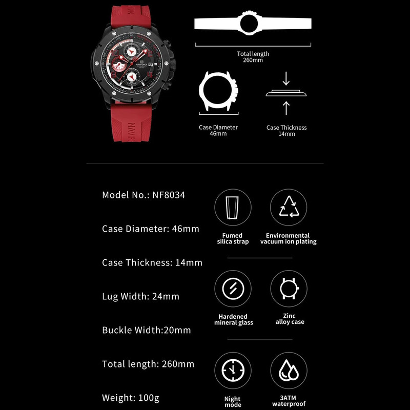 ساعت مچی عقربهای مردانه نیوی فورس مدل NF8034BBR ساعت مچی عقربهای مردانه نیوی فورس مدل NF8034BBR