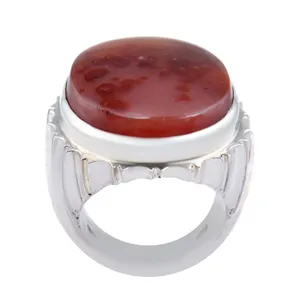 انگشتر نقره مردانه بازرگانی میلادی مدل عقیق یمنی کهنه رکاب دست ساز کد AM_2595