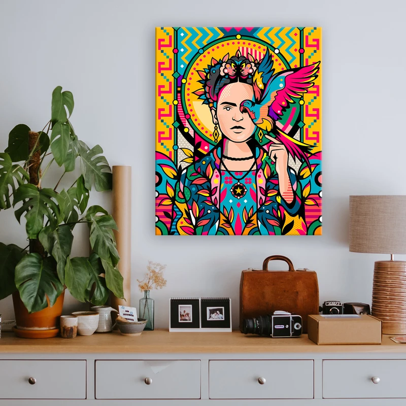 تابلو شاسی مدل فریدا کالو طرح پانک C1-54کد  Frida Kahlo Punk