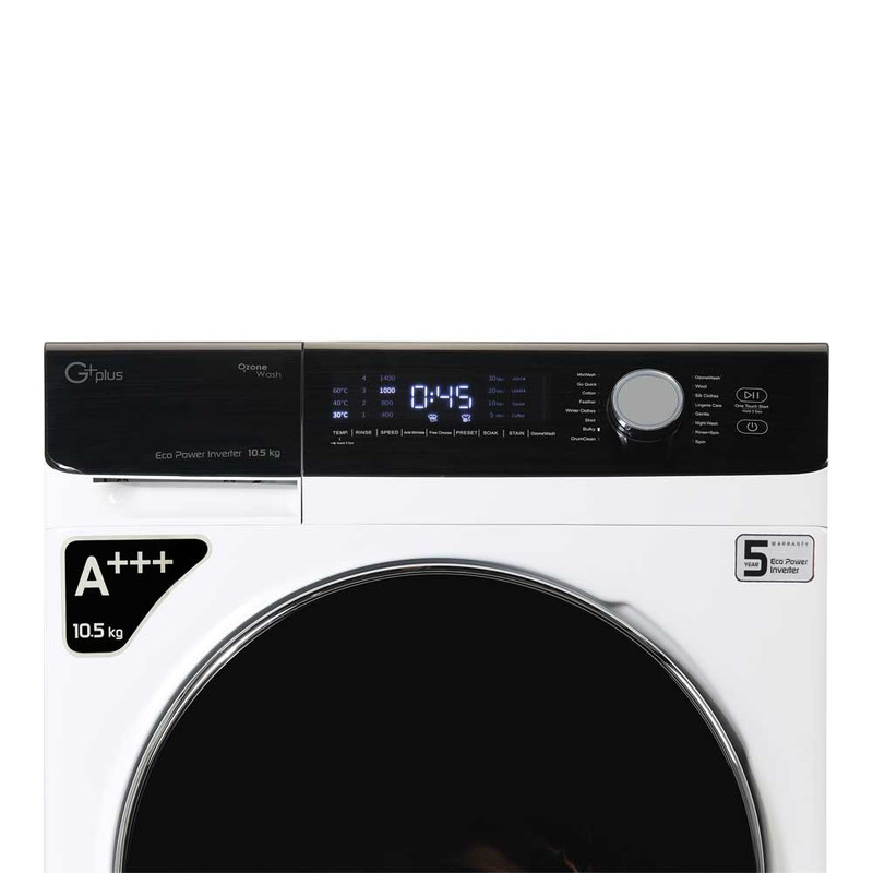 ماشین لباسشویی جی پلاس مدل GWM-K1048W ظرفیت 10.5 کیلوگرم