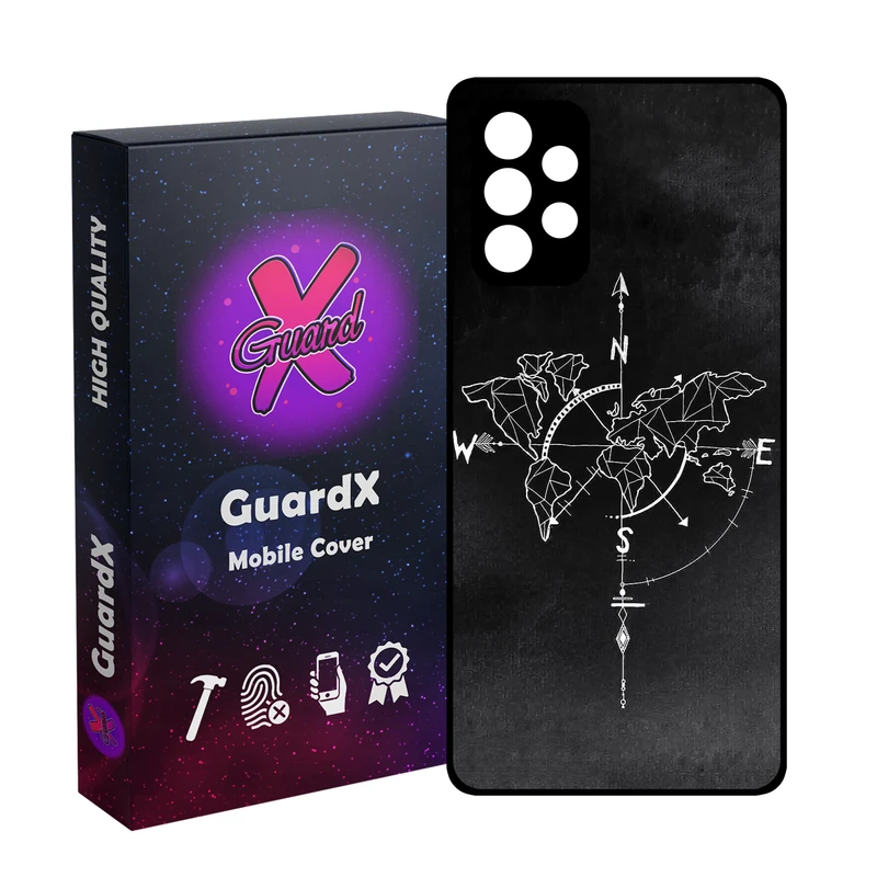 کاور گارد ایکس طرح نقشه مدل Glass10814 مناسب برای گوشی موبایل سامسونگ Galaxy A32 4G