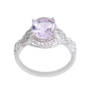 انگشتر نقره زنانه بازرگانی میلادی مدل سنگ آمیتیست کد AWR_996