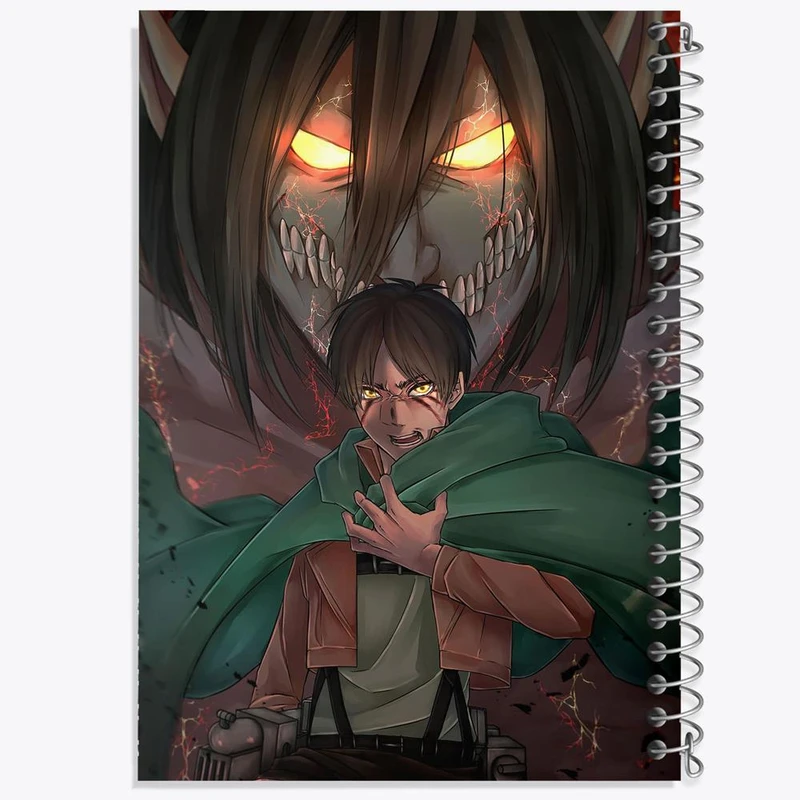 دفتر مشق 50 برگ خندالو مدل ارن یگر و حالت تایتانی انیمه Attack on Titan  کد 10993