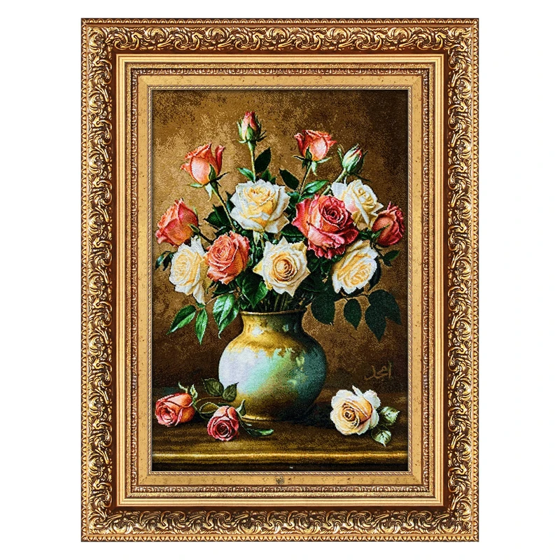 تابلو فرش دستباف فرش میرنظامی طرح گل و گلدان کد 2022