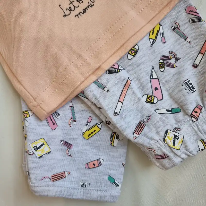 ست تی شرت و شلوار نوزادی مدل لوازم تحریر