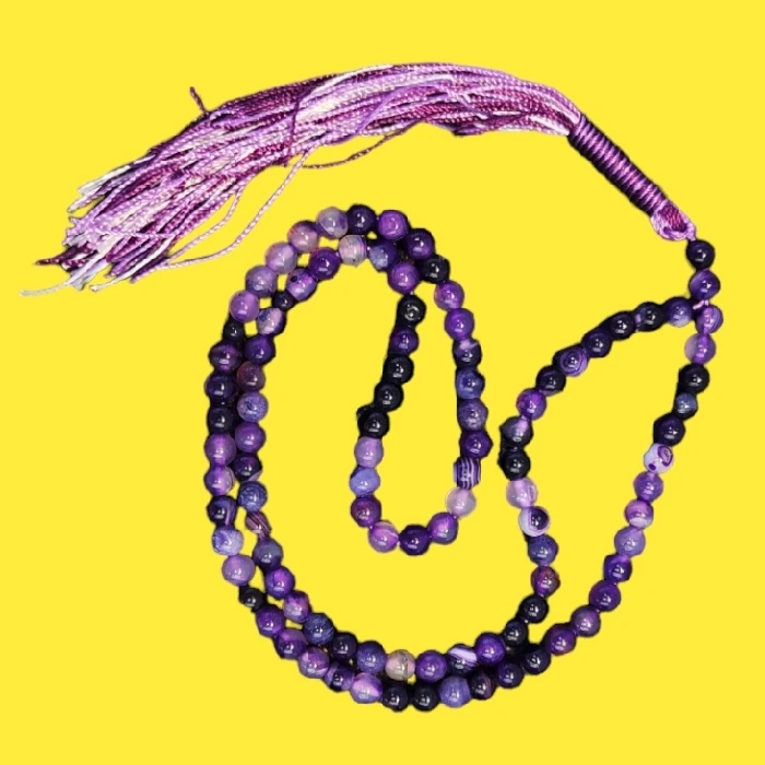 تسبیح نقره جات بافندگان مدل سنگ آمیتیست کد 524