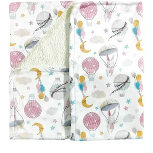 پتو نوزاد مدل دورپیچ کلاه دار طرح خرگوش سایز 80x80 سانتی متر