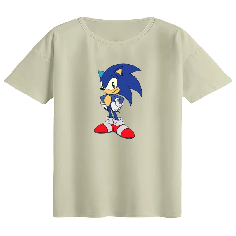 تی‌شرت اورسایز آستین کوتاه زنانه مدل باکسی طرح سونیک کد1