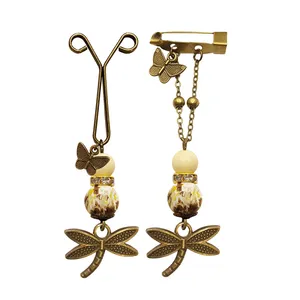 ست گیره روسری و سنجاق سینه زنانه مدل پروانه کد CM1