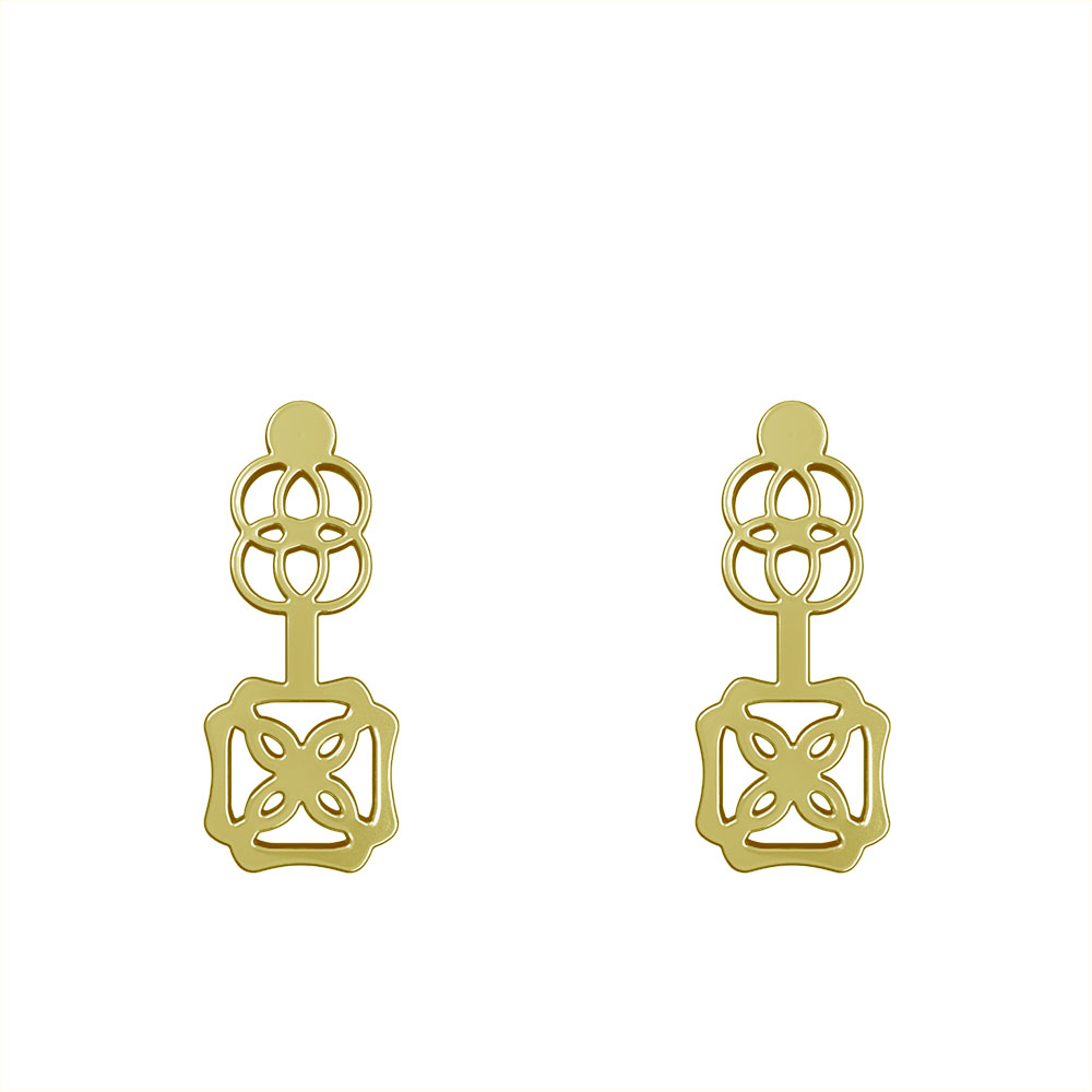 گوشواره طلا 18 عیار زنانه مدوپد مدل هندسی کد GA1-10050