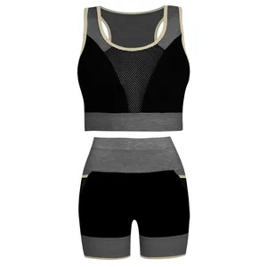 ست نیم تنه و شلوارک ورزشی زنانه مدل جیبدار کد 5229-534