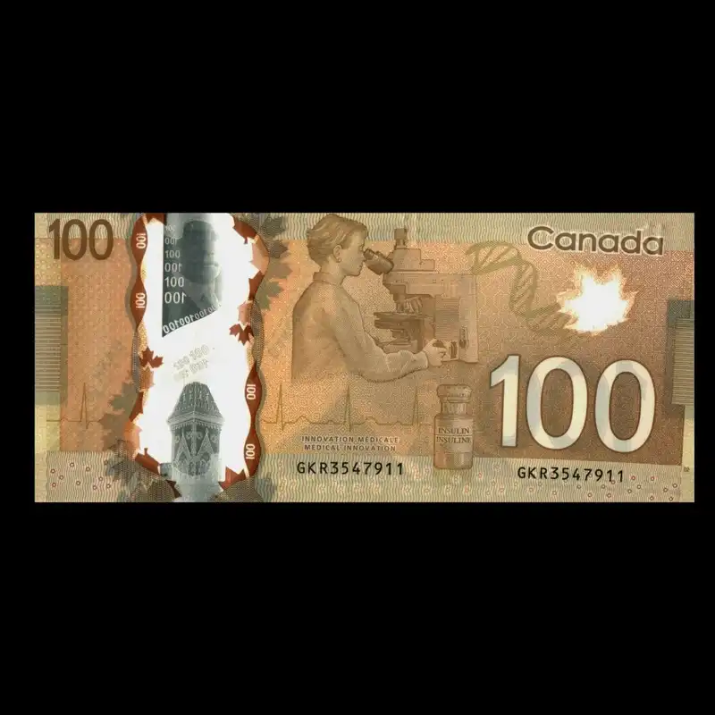اسکناس تزئینی مدل کشور کانادا 100 دلار پلیمری UNC