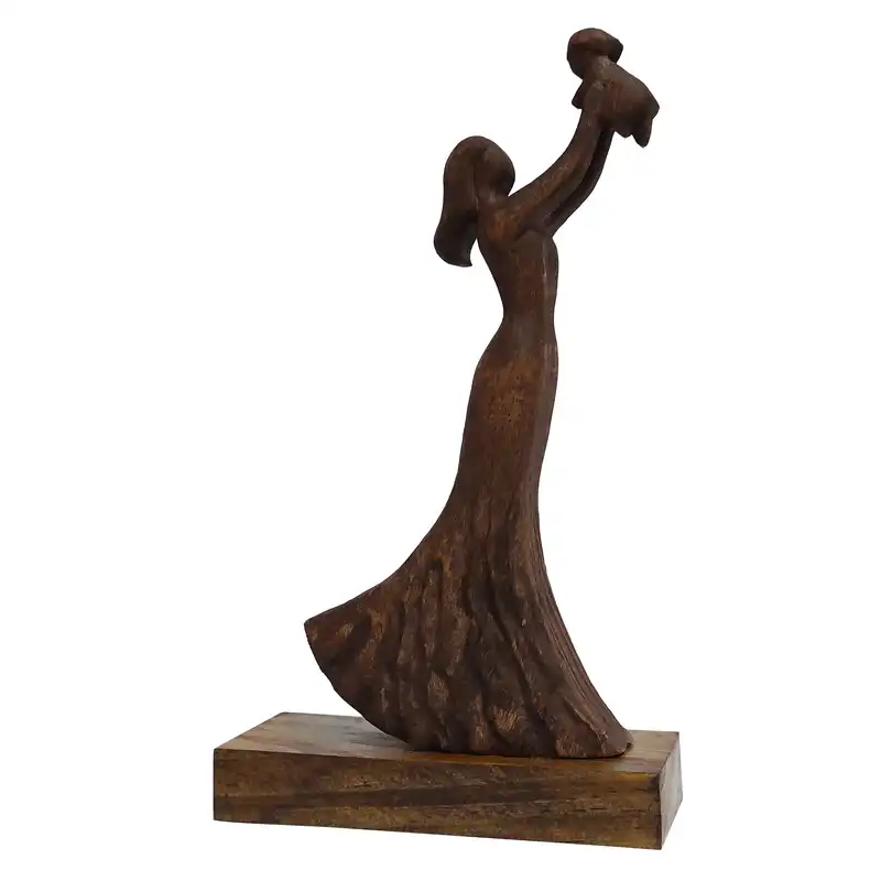 مجسمه چوبی مدل مادر و کودک کد 02