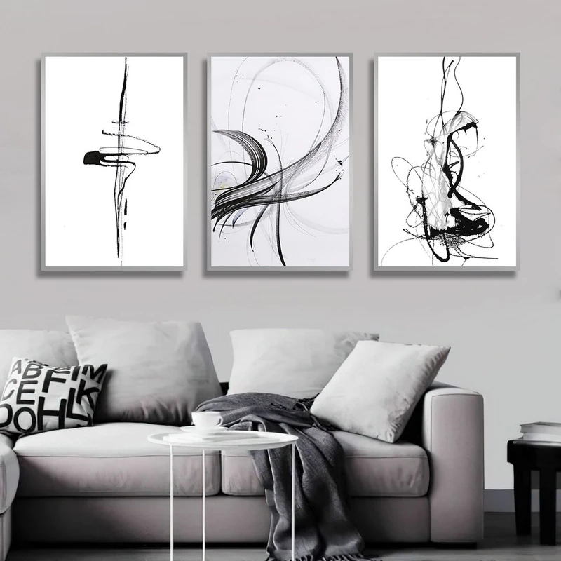 تابلو بکلیت طرح نقاشی دکوری مدرن سبک آبستره مدل SI-1482 مجموعه 3 عددی