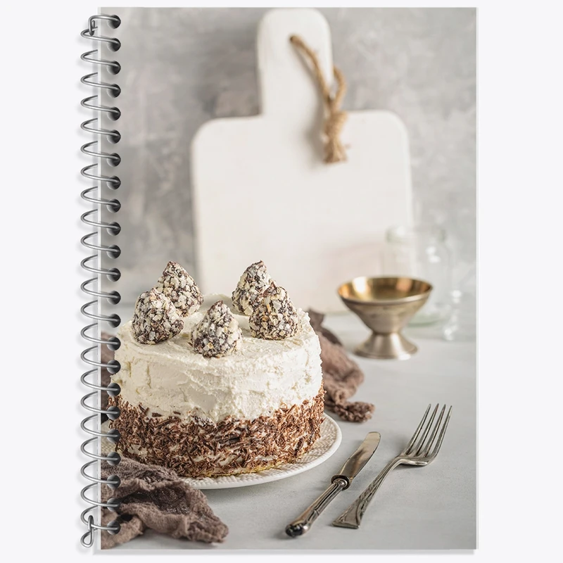 دفتر زبان 50 برگ خندالو مدل دو خط طرح کیک و شیرینی کد F2370