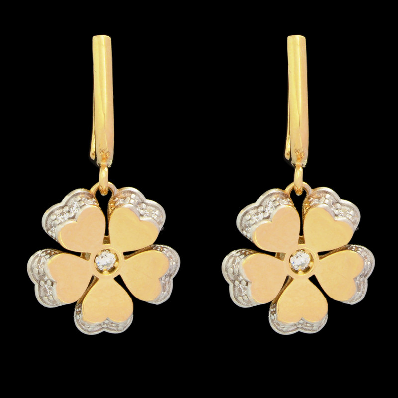 گوشواره کلیپسی طلا 18 عیار زنانه طلای مستجابی مدل گل جلوا کد 3652