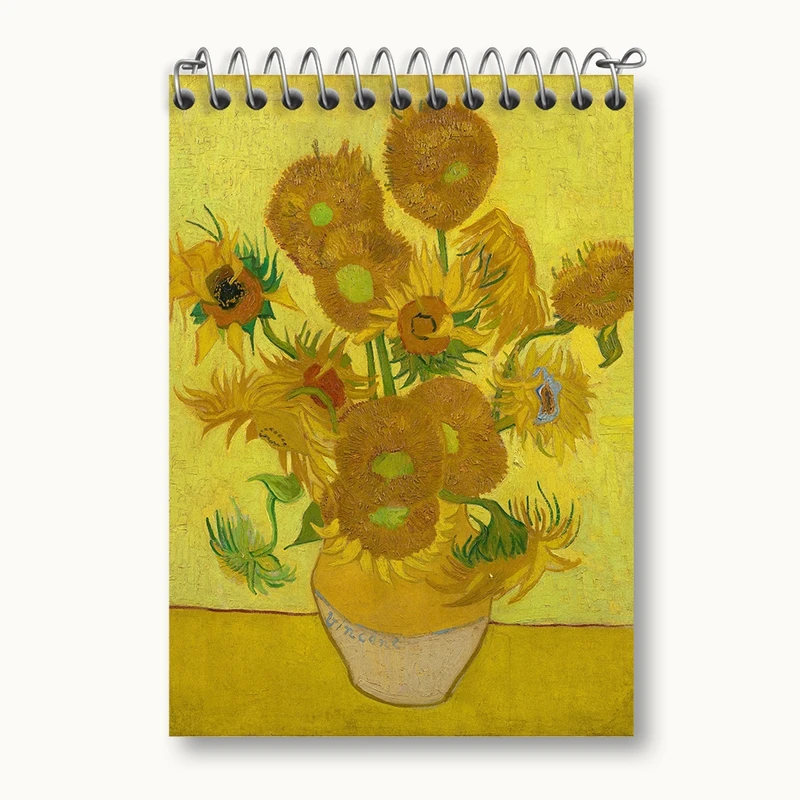 دفتر یادداشت 50 برگ خندالو مدل گلدان آفتابگردان ونسان ونگوگ (Van Gogh) کد 36819