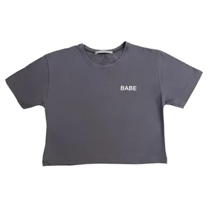 تی شرت آستین کوتاه زنانه مدل Babe 10-25 رنگ طوسی