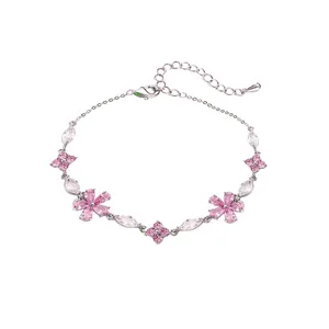 دستبند زنانه مدل گل کریستالی کد 00926