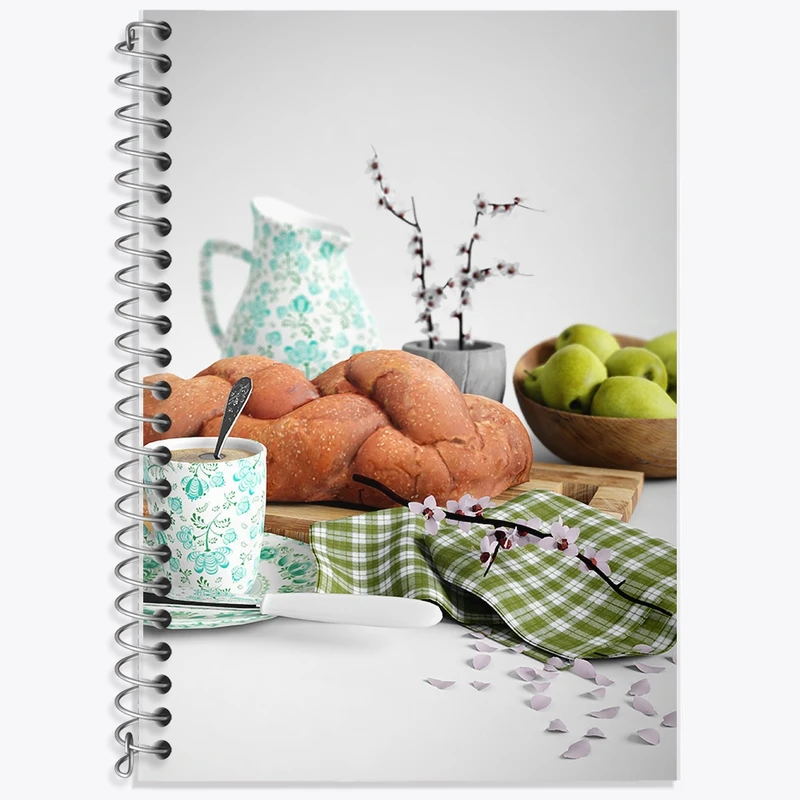 دفتر زبان 50 برگ خندالو مدل دو خط طرح شیرینی و چایی کد F568